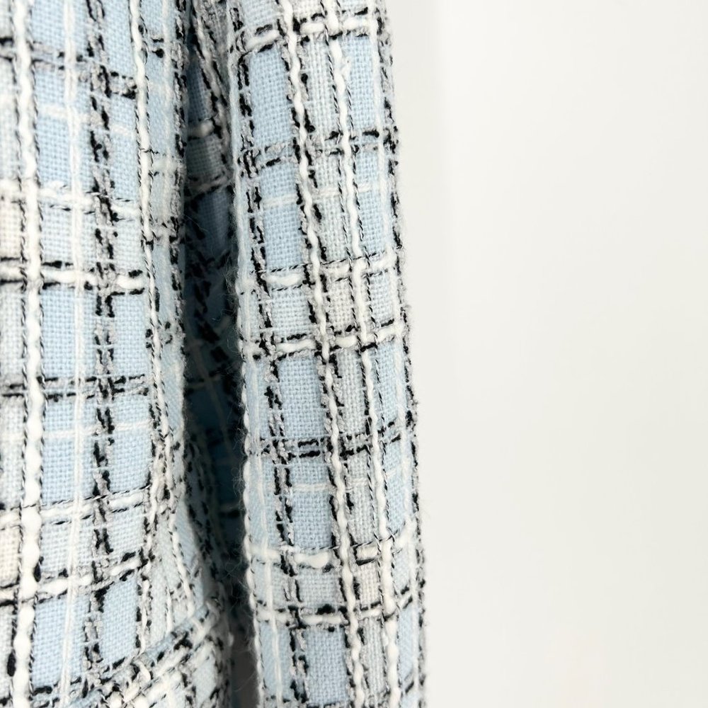 NWT L’Agence Kenzie Double Breasted Plaid Blazer in Light Blue Tweed - Picture 11 of 11